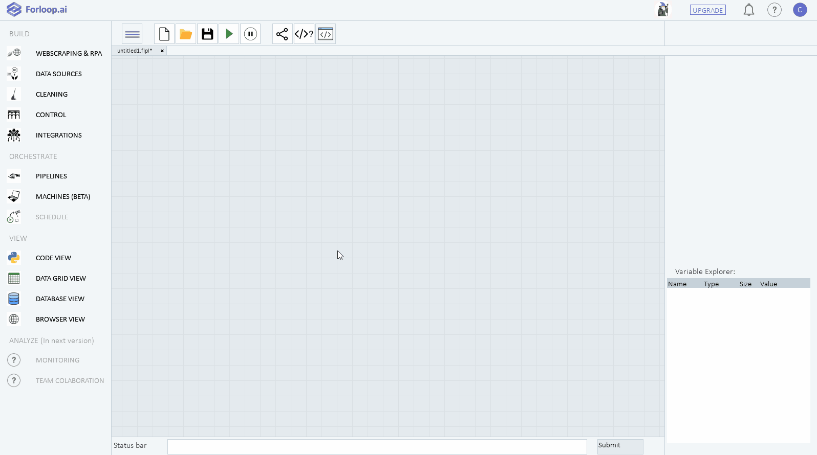 A basic workflow in the Forloop Platform.